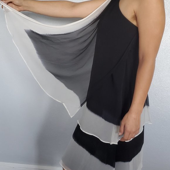 L.A.M.B. Gwen Stefani 100% Silk Dress in Black Gray and White Women's Size M - Picture 7 of 12